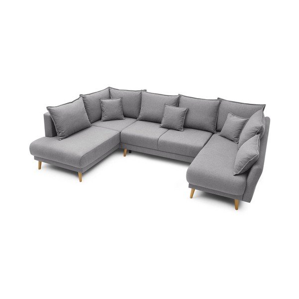 Šviesiai pilka sofa-lova Bobochic Paris Mia XXL, dešinysis kampas-image-4
