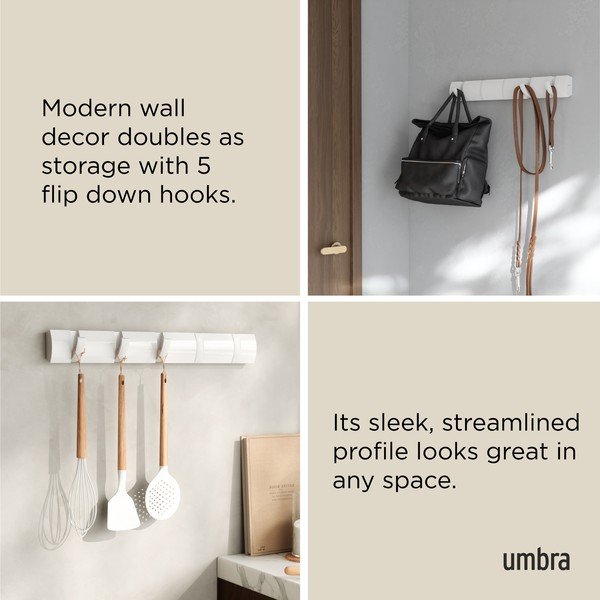 Matinės baltos spalvos iš pušies masyvo sieninė lentyna 51 cm Flip – Umbra-image-4