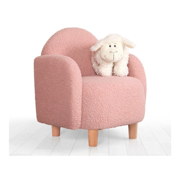Vaikiškas krėslas rožinės spalvos iš boucle Moylo – Artie