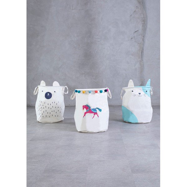 Baltos spalvos iš tekstilės vaikiškas krepšys ø 40x48 cm Mimo Cat Face – Premier Housewares-image-2