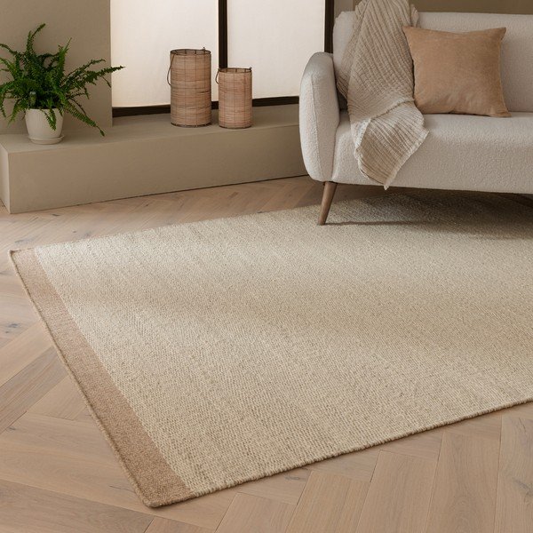 Rankų darbo smėlio spalvos/kreminės spalvos iš vilnos kilimas 120x170 cm Lima Sand – Asiatic Carpets-image-1