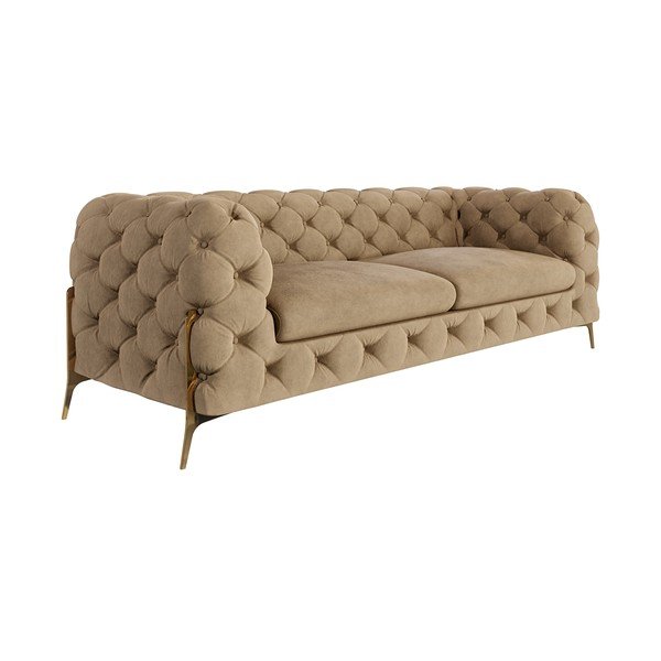 Šviesiai rudos spalvos iš velveto sofa 225 cm Chelsea Bis – Ropez-image-1