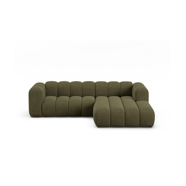 Žalios spalvos kampinė sofa iš šenilinio audinio (su dešiniuoju kampu/su gultu) Lupine – Micadoni 