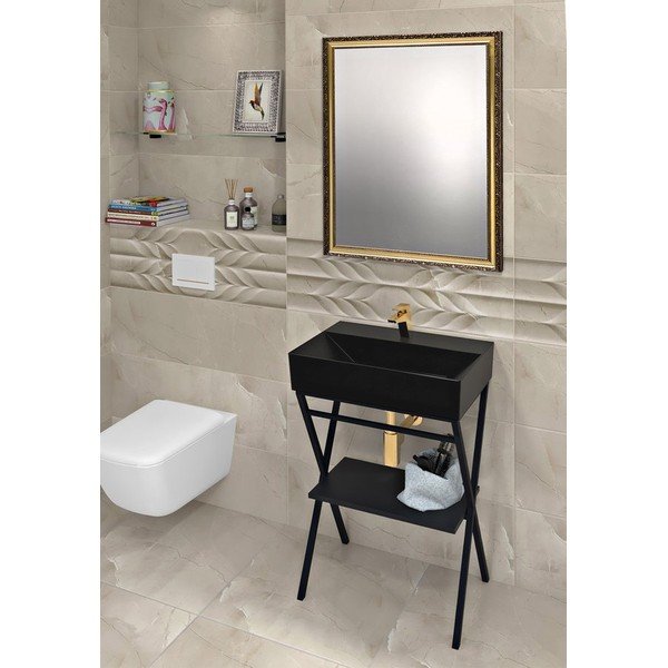 Iš keramikos praustuvas juodos spalvos 60x42 cm Sistema – Sapho-image-3