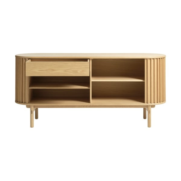 160x73 cm natūralios spalvos ąžuolo apdailos žema komoda Carno - Unique Furniture-image-4