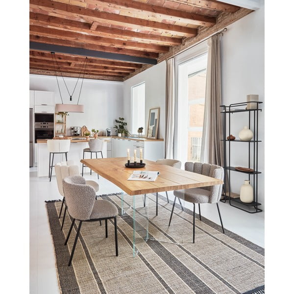 Valgomojo stalas natūralios spalvos su ąžuolo dekoro stalviršiu 90x160 cm Lotty – Kave Home-image-1