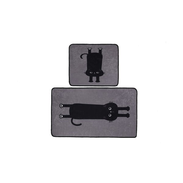 Juodos spalvos/pilkos spalvos vonios kilimėliai 2 vnt. 60x100 cm Comfort – Foutastic