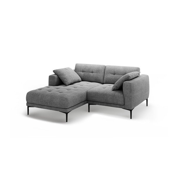 Pilkos spalvos kampinė sofa (su kairiuoju kampu/su gultu) Bemy – Micadoni -image-1