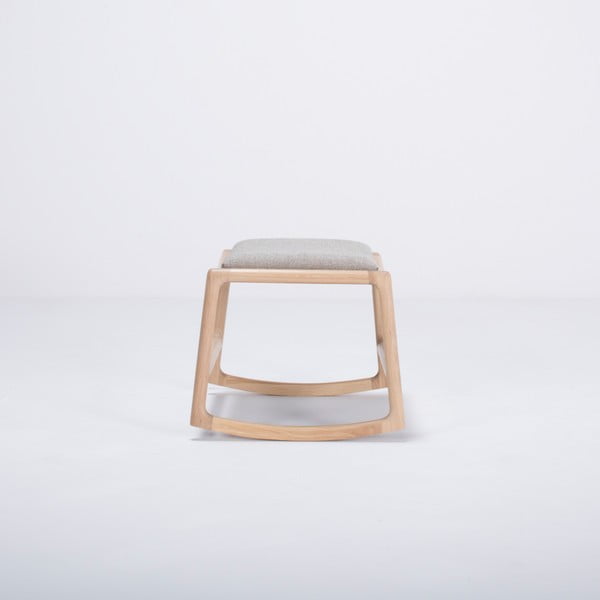 Ąžuolo medienos konstrukcijos ir pilkos tekstilės sėdynės otomanas Gazzda Dedo-image-1