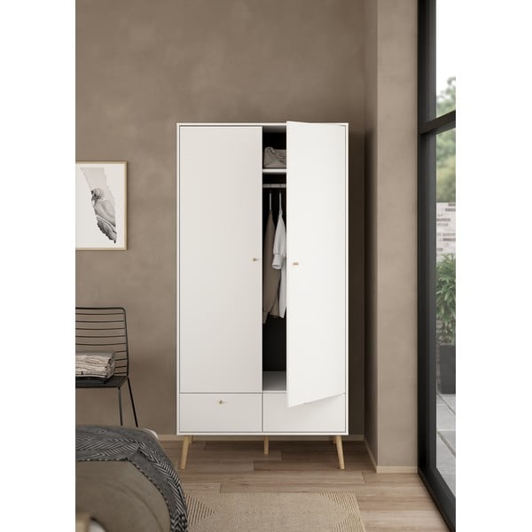 Drabužių spinta baltos spalvos 99x200 cm Bodo – Tvilum-image-1