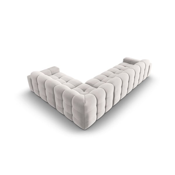 Šviesiai pilka aksominė kampinė sofa (dešinysis kampas) Kendal - Micadoni Home-image-4