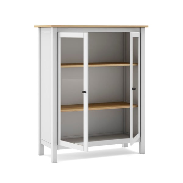 Baltos/natūralios pušies medienos vitrina 90x110 cm Misti - Marckeric-image-4