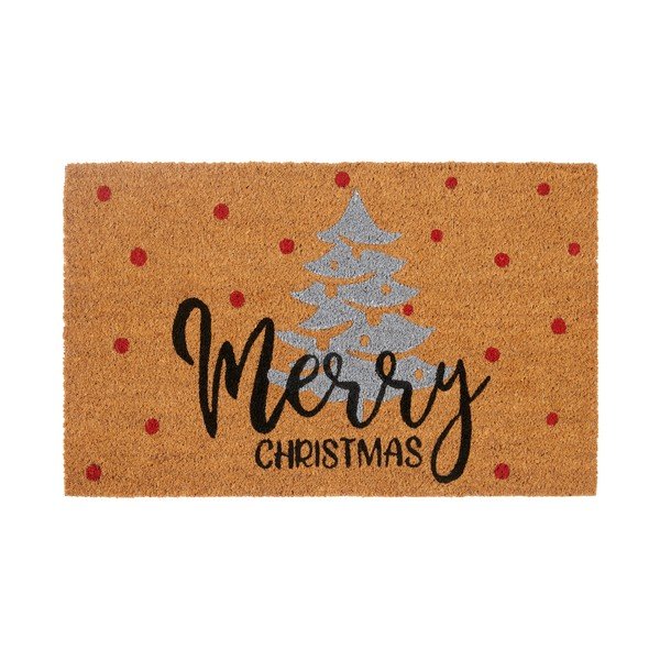 Iš kokoso pluošto grindų kilimėlis su Kalėdų motyvu 40x70 cm Silver Christmas – Hanse Home