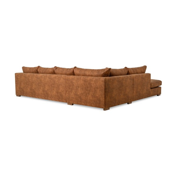 Iš dirbtinės odos kampinė sofa konjako rudos spalvos (su kairiuoju kampu) Hamburg – Scandic-image-3