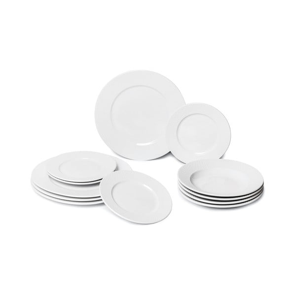 12 dalių baltų porcelianinių lėkščių rinkinys Bonami Essentials Imperio