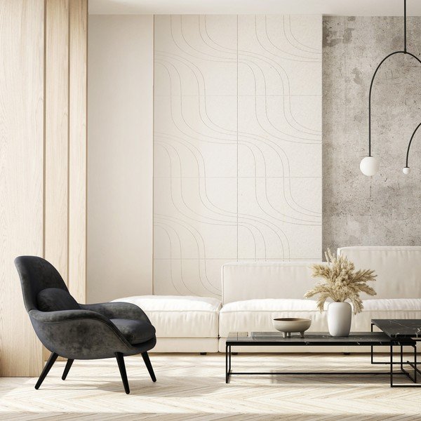 Iš tekstilės akustinės plokštės 2 vnt. 60x60 cm Waves II – Styler-image-1