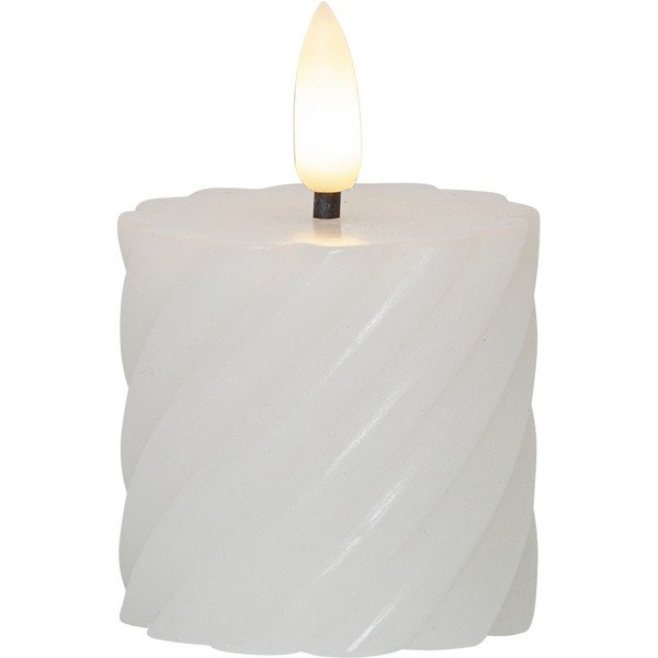 2 balto vaško LED žvakių rinkinys Star Trading Flamme Swirl, aukštis 7,5 cm-image-2