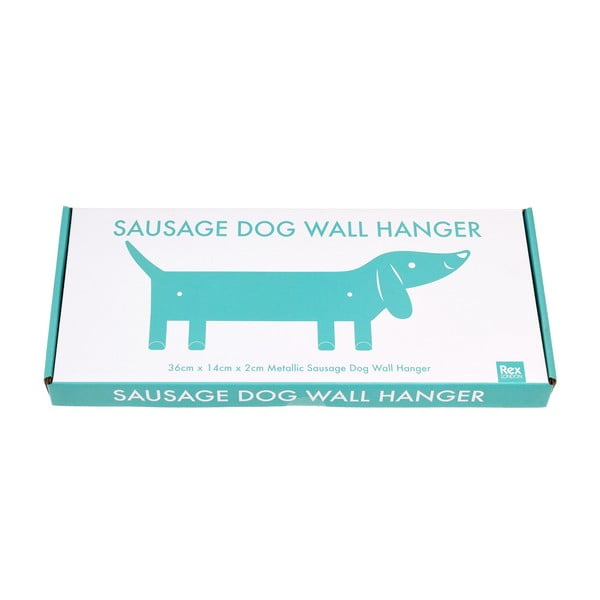 Iš metalo sieninė vaikiška drabužių kabykla turkio spalvos Sausage Dog – Rex London-image-2