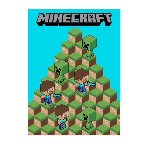 Fleece tipo vaikiškas pledas 100x150 cm Minecraft Blocks – Jerry Fabrics