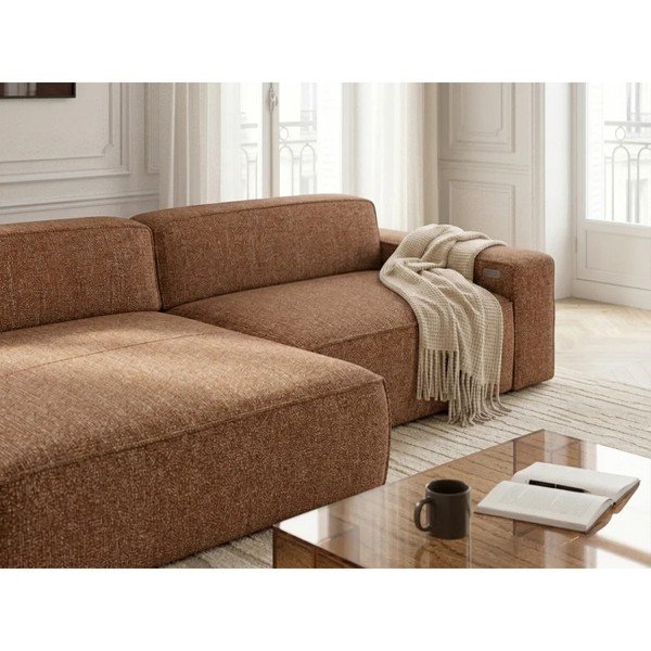 Oranžinės spalvos sulankstoma/ar elektrisko sēdekļa regulēšanu kampinė sofa (su kairiuoju kampu) Abel – Bobochic Paris-image-4