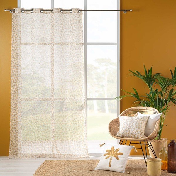 Permatoma užuolaida geltonos spalvos/baltos spalvos 140x240 cm Maddy – douceur d'intérieur-image-2