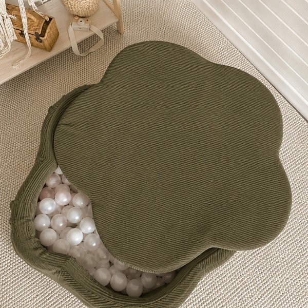 Khaki spalvos iš velveto pripučiamų kamuoliukų baseinas ø 90 cm aukštis 30 cm – Meowbaby-image-1