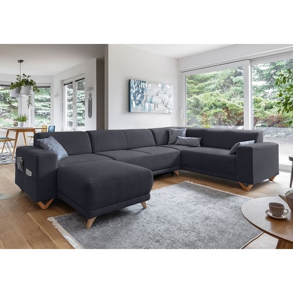 Antracito spalvos sulankstoma/su sandėliavimo vieta kampinė sofa (su dešiniuoju kampu/„U“ formos) Classy Sophie – Miuform-image-3