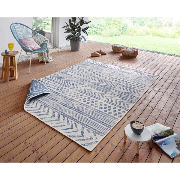 Mėlynos ir kreminės spalvos dvipusis lauko kilimas NORTHRUGS Biri, 200 x 290 cm-image-1