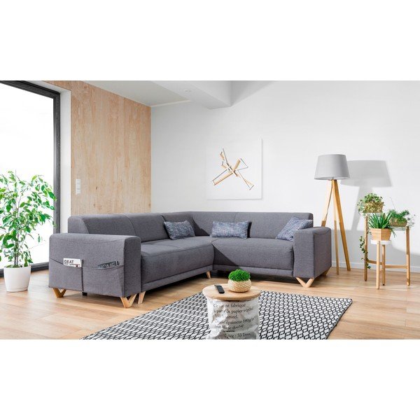 Pilkos spalvos sulankstoma/su sandėliavimo vieta kampinė sofa (su dešiniuoju kampu/„L“ formos) Classy Sophie – Miuform-image-3