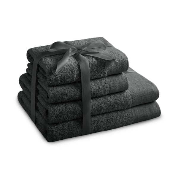 Tamsiai pilkos spalvos iš frote audinio iš medvilnės vonios rankšluosčių rinkiniai 4 vnt. Amari – Restilo
