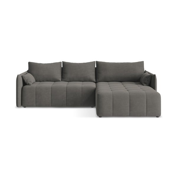 Tamsiai pilkos spalvos sulankstoma/su sandėliavimo vieta kampinė sofa (su dešiniuoju kampu/su gultu) Moku – Makamii