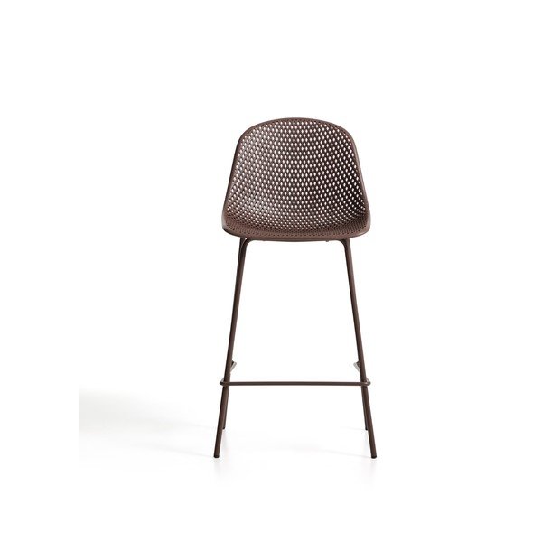 Rudos spalvos metalinė/plastikinė sodo baro taburetė Quinby – Kave Home-image-3