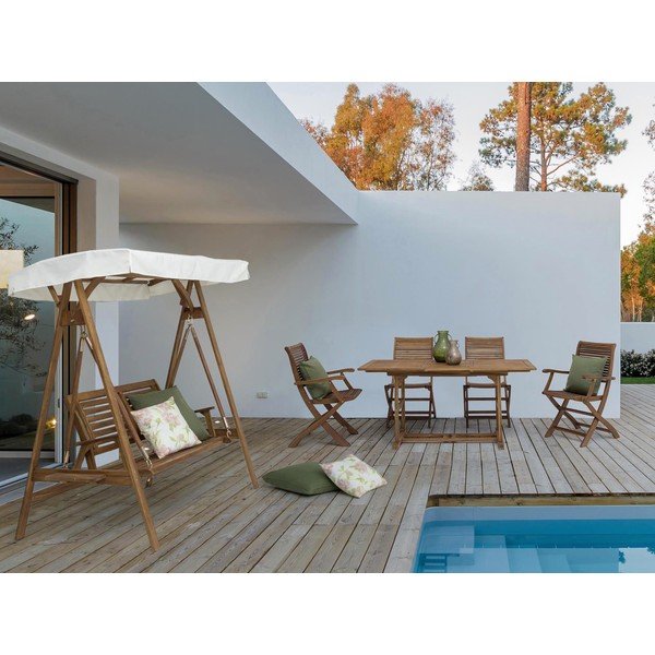 Natūralios spalvos medžio masyvo sodo supamasis suoliukas Noemi – Bizzotto-image-1