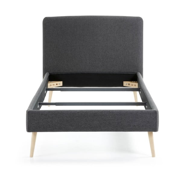 Tamsiai pilkas lovos rėmas Kave Home Lydia, 90 x 190 cm-image-2