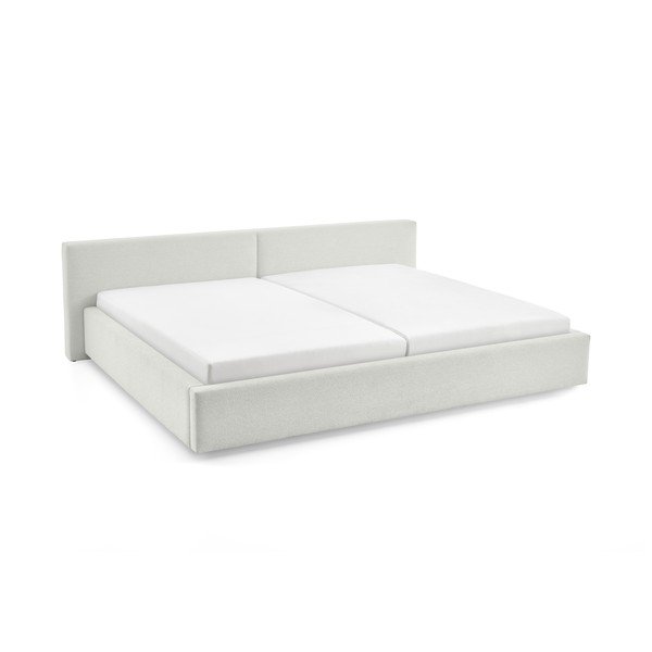 Baltos spalvos dvigulė lova audiniu dengta su sandėliavimo vieta su lovos grotelėmis 200x240 cm Cube – Meise Möbel-image-3