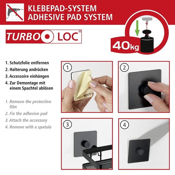 Juodas savaime išsiskleidžiantis plastikinis muilo dozatorius, 0,25 l Carpino - Wenko-image-4