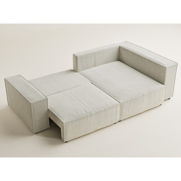 Kreminės spalvos sulankstoma/su sandėliavimo vieta kampinė sofa iš šenilinio audinio (su dešiniuoju kampu/„L“ formos) Tonga – Maison de Rêve-image-3