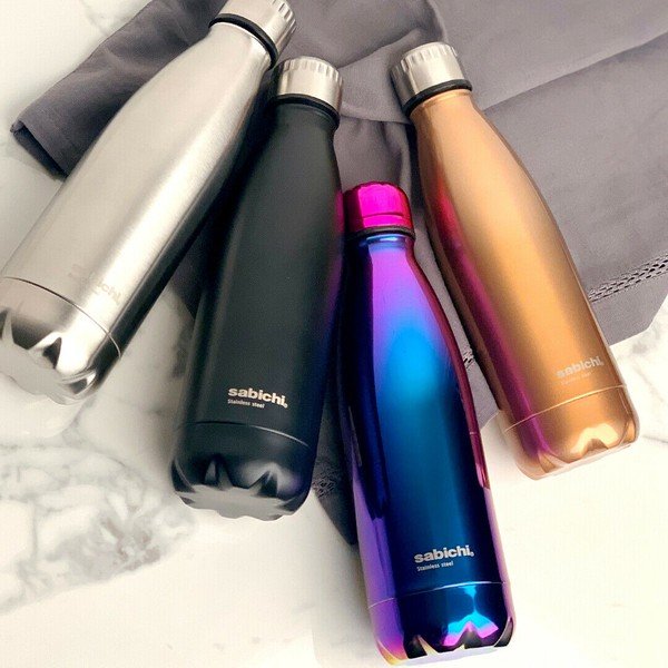 Matinės juodos spalvos nerūdijančio plieno vandens gertuvė Sabichi, 450 ml-image-1