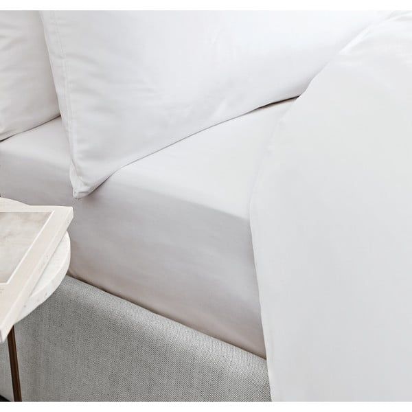 Balta medvilnės satino paklodė Bianca Classic, 135 x 190 cm-image-1