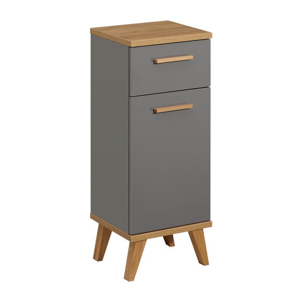 Pilkos spalvos žema vonios daiktadėžė iš ąžuolo 35,5x89,5 cm Quickset 924 – Pelipal