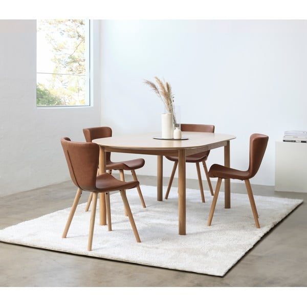 Iš dirbtinės odos valgomojo kėdė konjako rudos spalvos Teslin – Unique Furniture-image-1