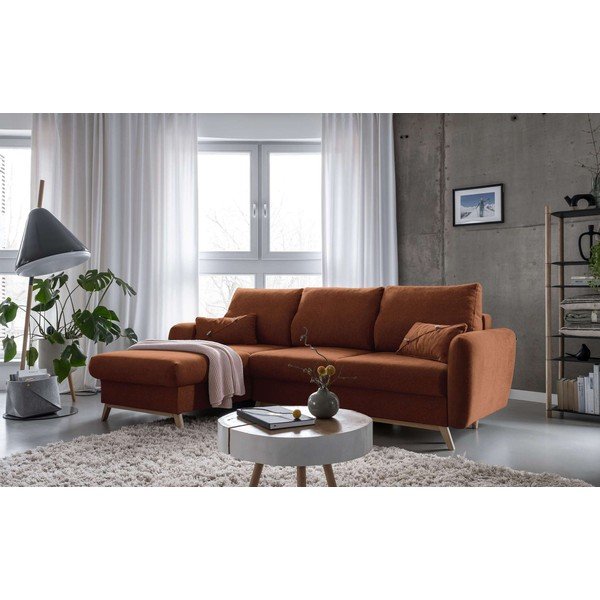 Oranžinės spalvos sofa-lova Miuform Scandic Lagom, kairysis kampas-image-3