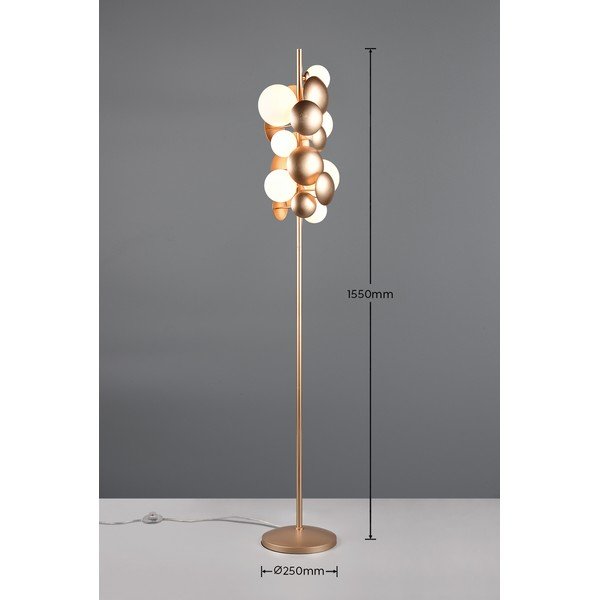 Pastatomas šviestuvas baltos spalvos/auksinės spalvos (aukštis 155 cm) su stiklo gaubtu Bubble – Trio Select-image-4