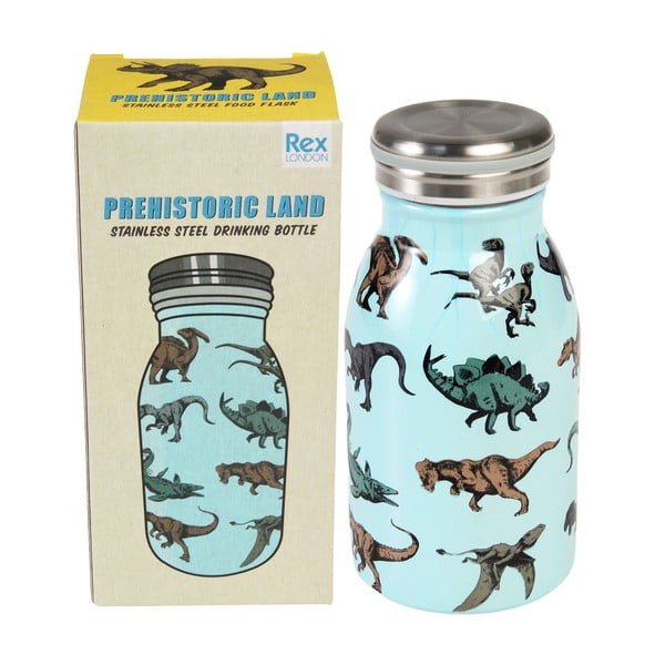 Šviesiai mėlynos spalvos iš nerūdijančio plieno vaikiškas buteliukas 250 ml Prehistoric Land – Rex London-image-3