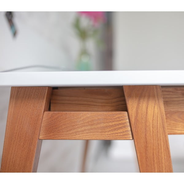 Ragaba Luka Ąžuolinis pilkas rašomasis stalas su uosio medžio pagrindu, ilgis 110 cm-image-2