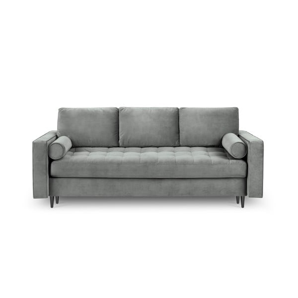 Šviesiai pilka aksominė sofa-lova Milo Casa Santo