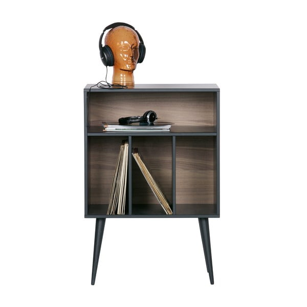 Iš pušies masyvo komoda plokštelių grotuvui juodos spalvos/natūralios spalvos 60x83 cm James – WOOOD-image-3