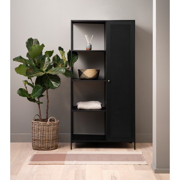 Juoda metalinė knygų spinta 90x180 cm Malibu - Unique Furniture-image-3