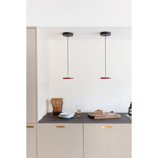 Kabantis šviestuvas raudonos spalvos LED ø 15 cm su metaliniu gaubtu Asteria Micro – UMAGE-image-1