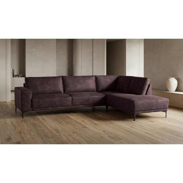 Iš dirbtinės odos kampinė sofa rudos spalvos (su dešiniuoju kampu) Copenhagen – Scandic-image-4